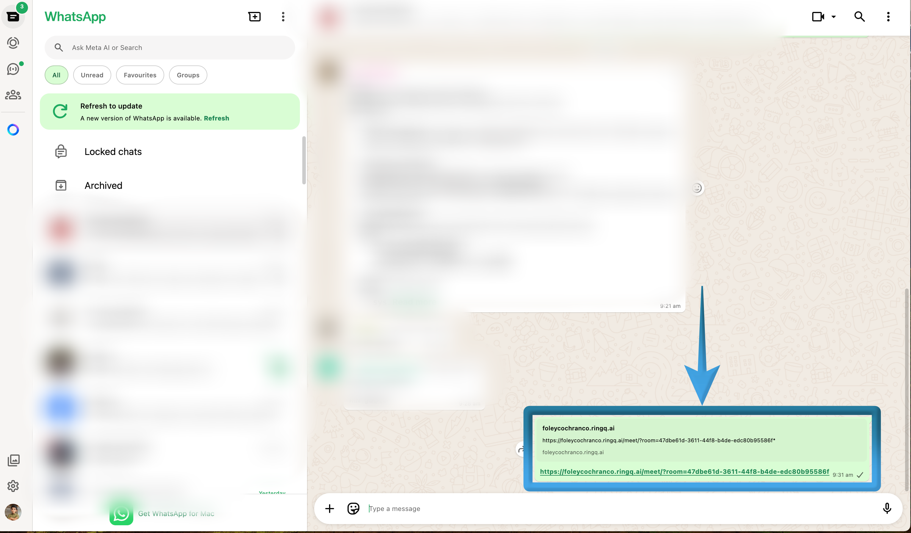 Copy the RingQ meeting link into your preferred platform.
